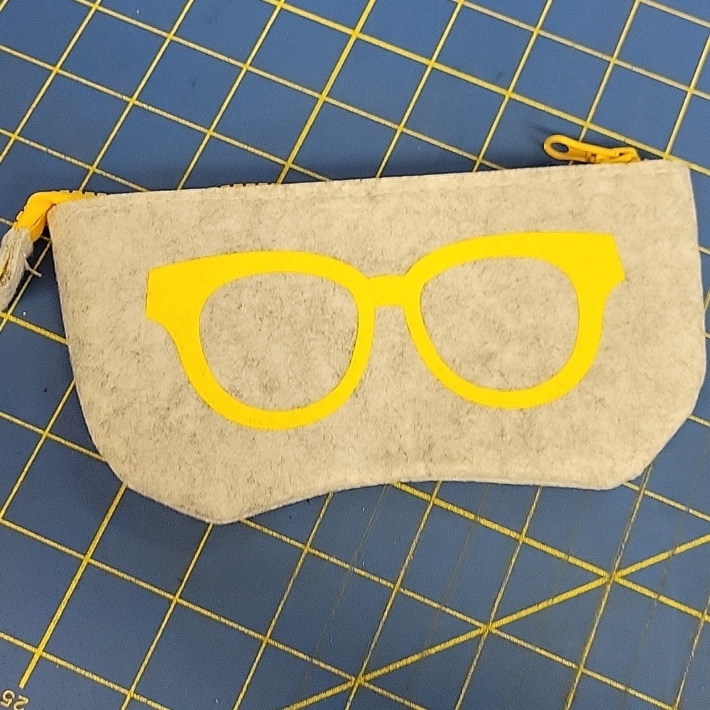 Gray Woolish Glasses Zipper Case Yellow